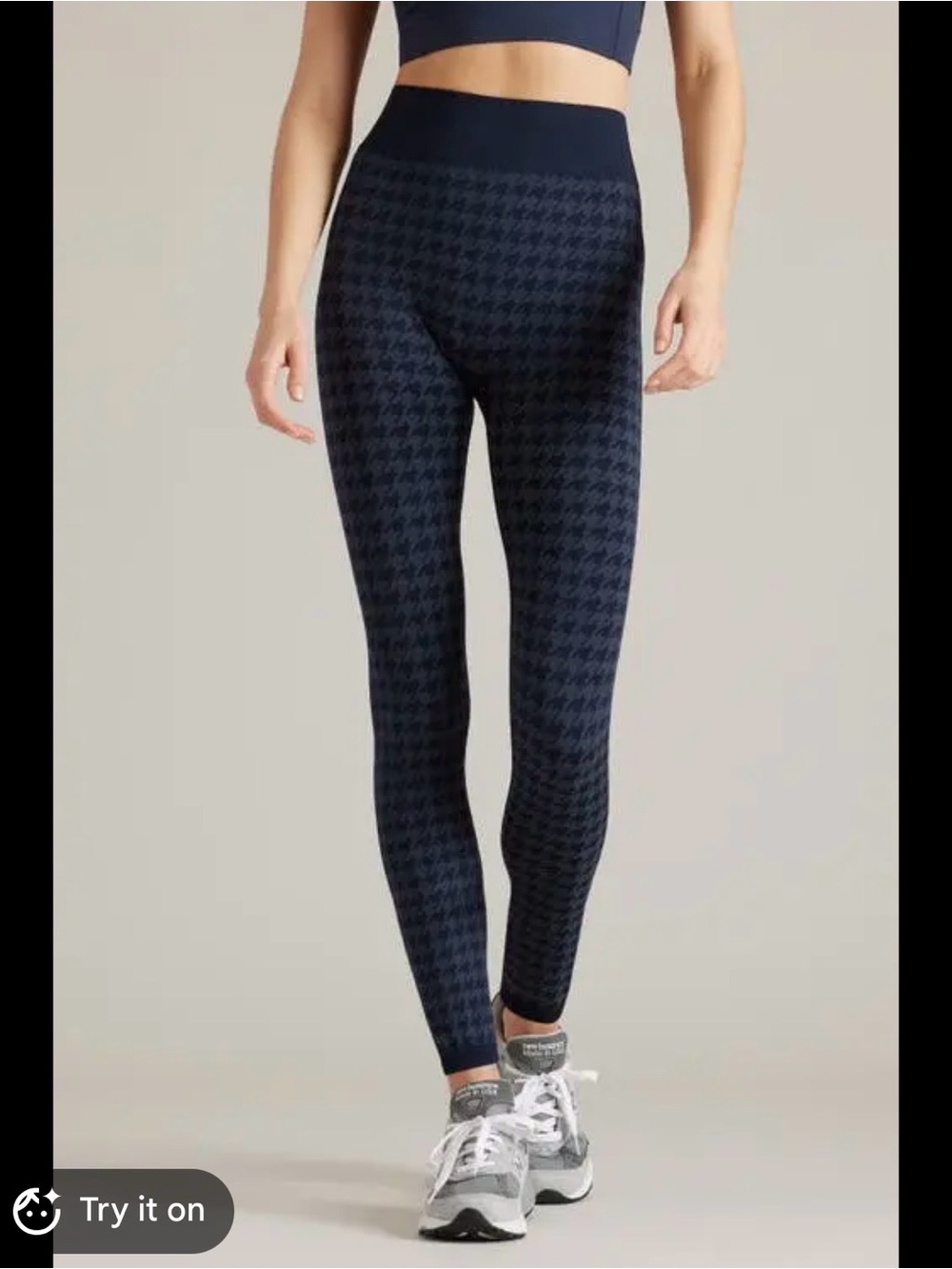 Rhône High-Waist Houndstooth Seamless Base Leggings - Navy